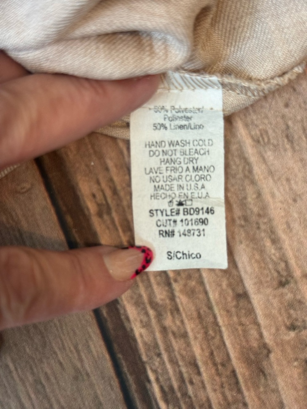 Blue Blush tan colored Tie-Front Button-Down Midi linen blend Dress - Picture 9 of 12